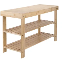 Bambusbænk m/2 hylder 70 x 25 x 45 cm