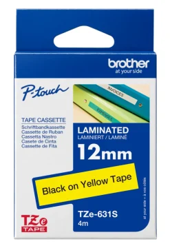 Brother TZe-631S-tape 12 mm x 4 meter sort/gul