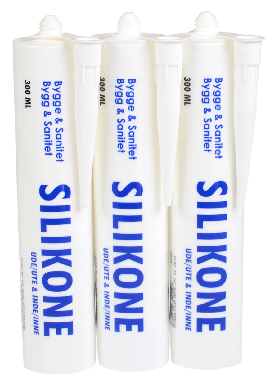Bygge- og sanitetssilikone klar 3 x 300 ml
