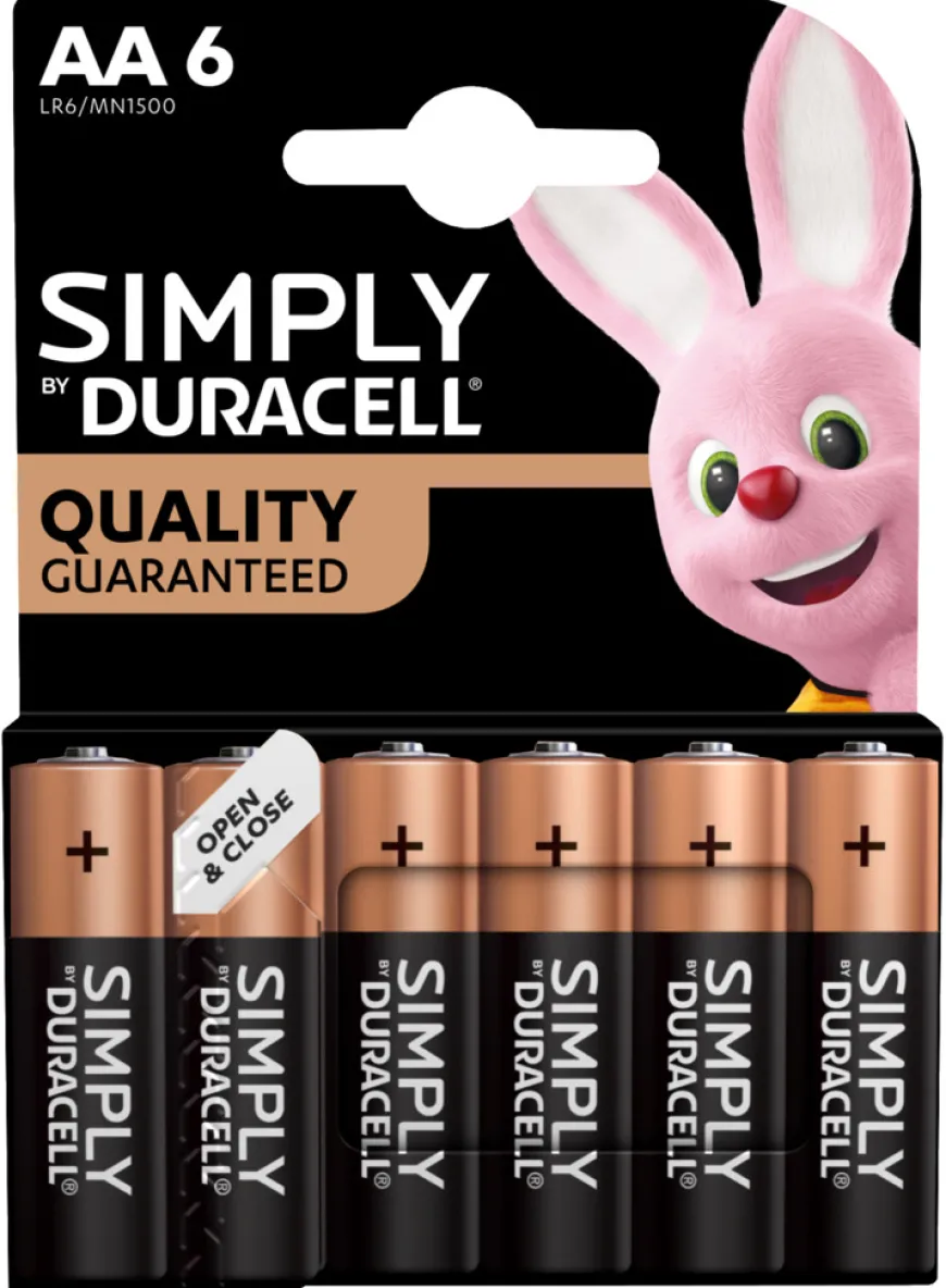 Duracell Simply AA alkaline batterier 6-pk.