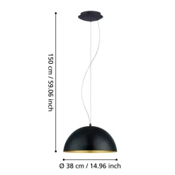 Eglo Gaetano 1 pendel Ø38 cm sort/guld Ø38 cm