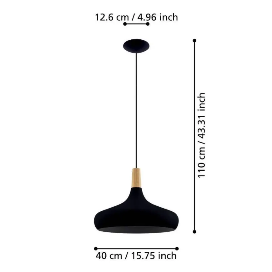 Eglo Sabinar pendel sort/brun Ø40 cm