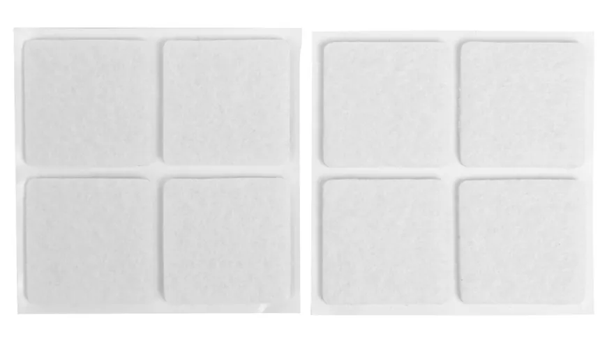 Filtpuder selvklæbende 30 x 30 mm hvid - 8 stk.