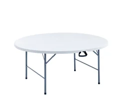 Foldebord Ø160 cm plast/stål hvid - Sunlife®
