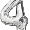 Folieballon nummer 4 H60 cm sølv