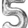 Folieballon nummer 5 H60 cm sølv