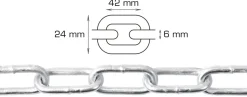 Galvaniseret kæde langleddet Ø6 mm x 2 meter