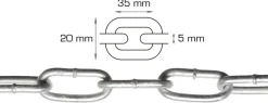 Galvaniseret kæde langleddet Ø5 mm x 5 meter