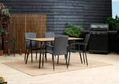 Havebord Beijing sort/teak 148 x 85 cm - Sunlife®