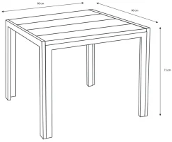Havebord Havanna 90x90 cm i aluminium og nonwood - Sunlife®