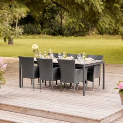 Havebord 205 x 104 cm i sort Grey Stone Look