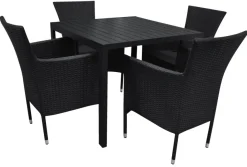 Havestol Bangkok i metal og sort polyrattan - Sunlife®