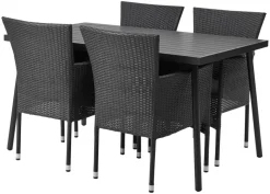 Havestol Bangkok i metal og sort polyrattan - Sunlife®