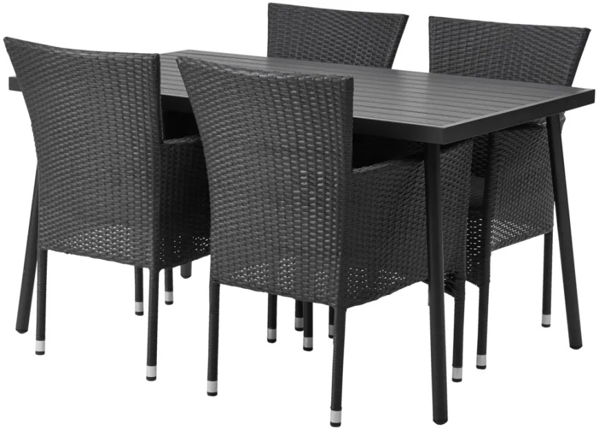 Havestol Bangkok i metal og sort polyrattan - Sunlife®
