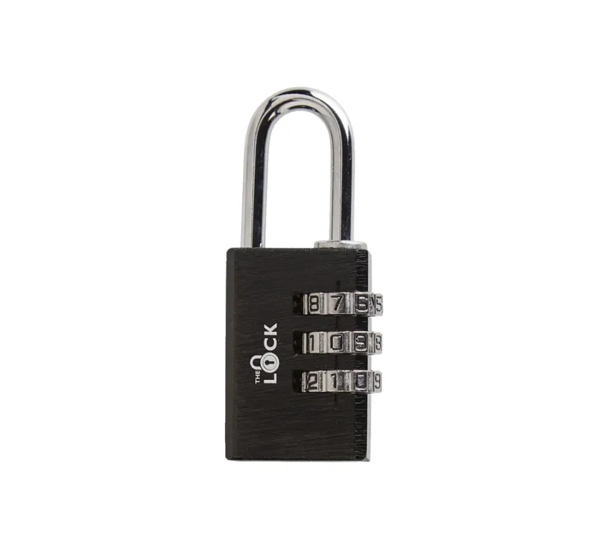 Hængelås m/kode 30 mm sort aluminium