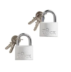 Hængelås m/to nøgler 40 mm aluminium - 2-pk.