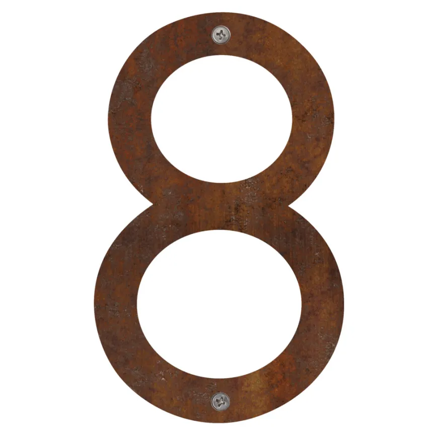 Husnummer 8 stål rustlook 25 cm
