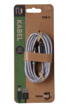 Kabel med USB-C stik - 2 meter
