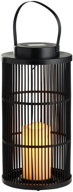 Lanterne med solceller sort Ø18 x 36 cm - Garden®