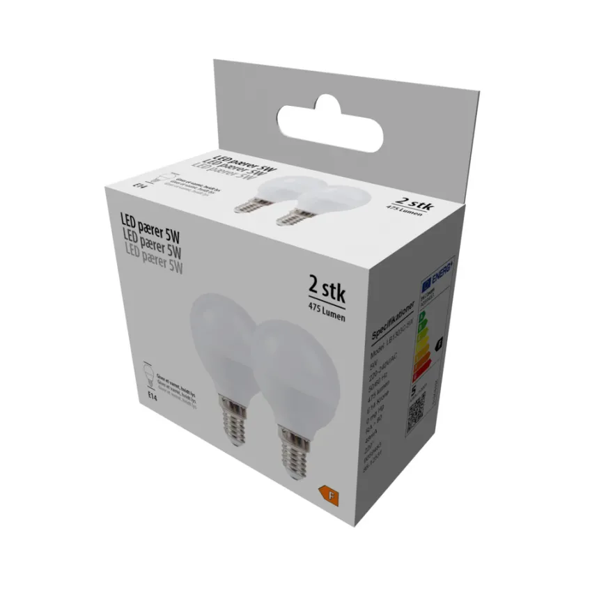 LED-kronepære 4,9 W E14 2-pk.
