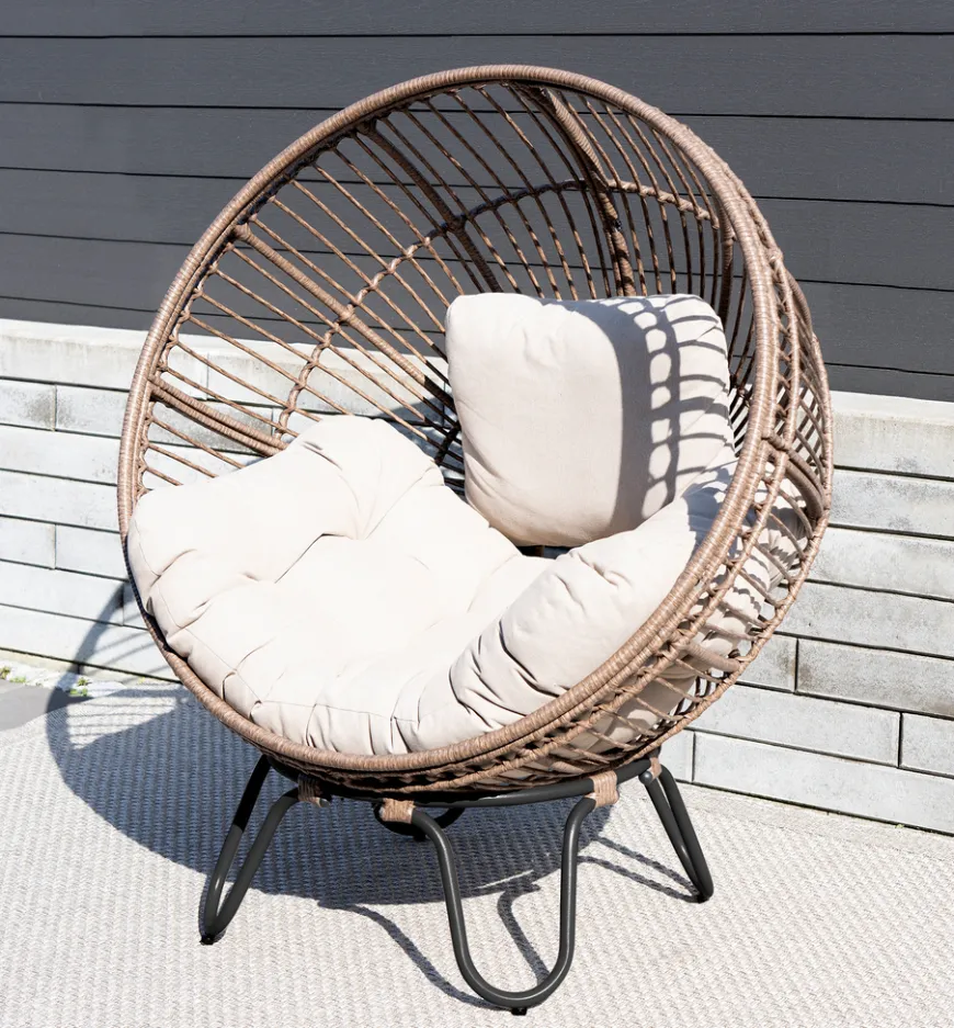 Loungestol Louisiana natur/sort inkl. hynde - Sunlife®