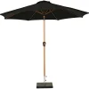 Markedsparasol Stockholm Ø300 cm sort/teak m/krank - Sunlife®