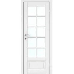 Massiv hvidmalet enkelt glasdør 82,5 x 204 cm