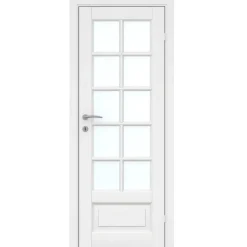 Massiv hvidmalet enkelt glasdør 72,5 x 204 cm
