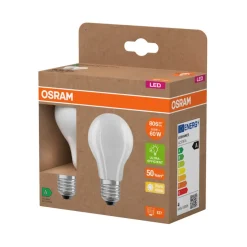Osram LED mat standardpære E27 3,8 W 2-pk.
