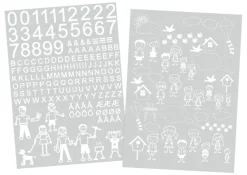 Postkassestickers med tal, bogstaver og figurer hvid