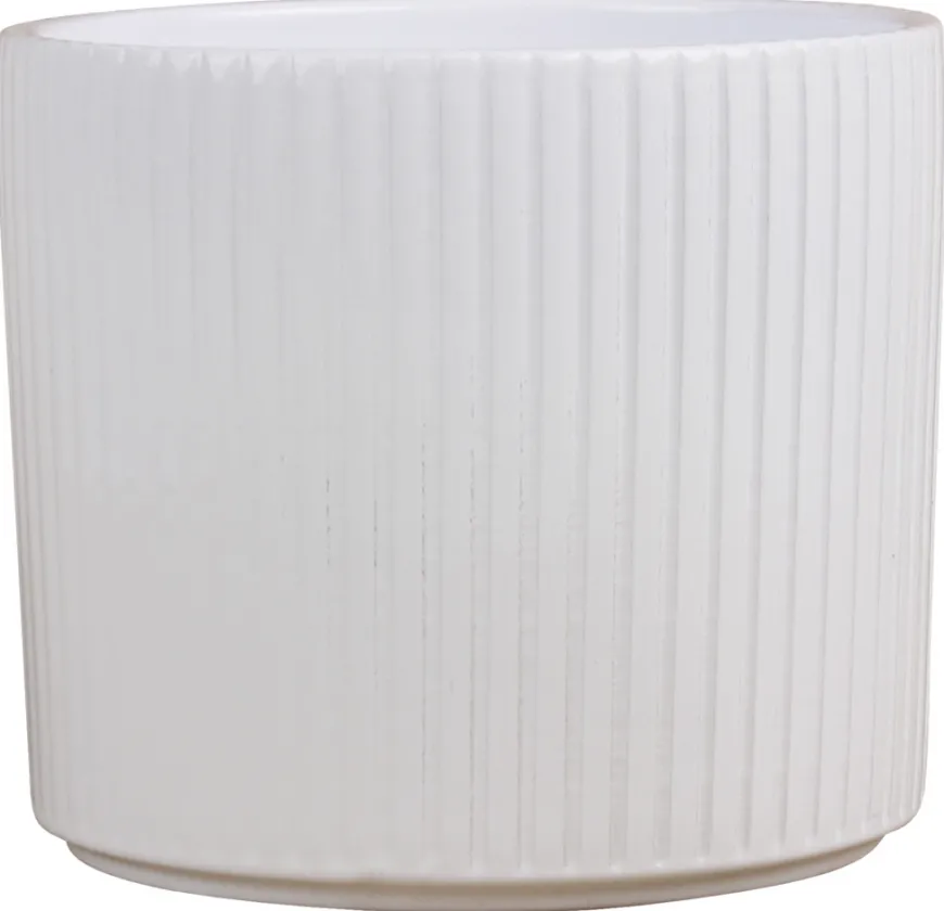 Potteskjuler Pillar Stripes hvid Ø21 cm