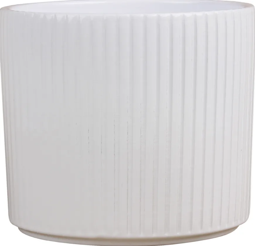 Potteskjuler Pillar Stripes hvid Ø11,5 cm