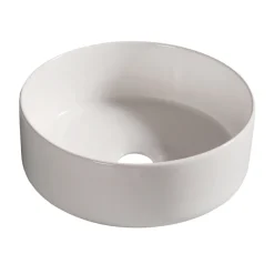 Rund porcelænsvask fritstående/topmonteret hvid Ø36 cm
