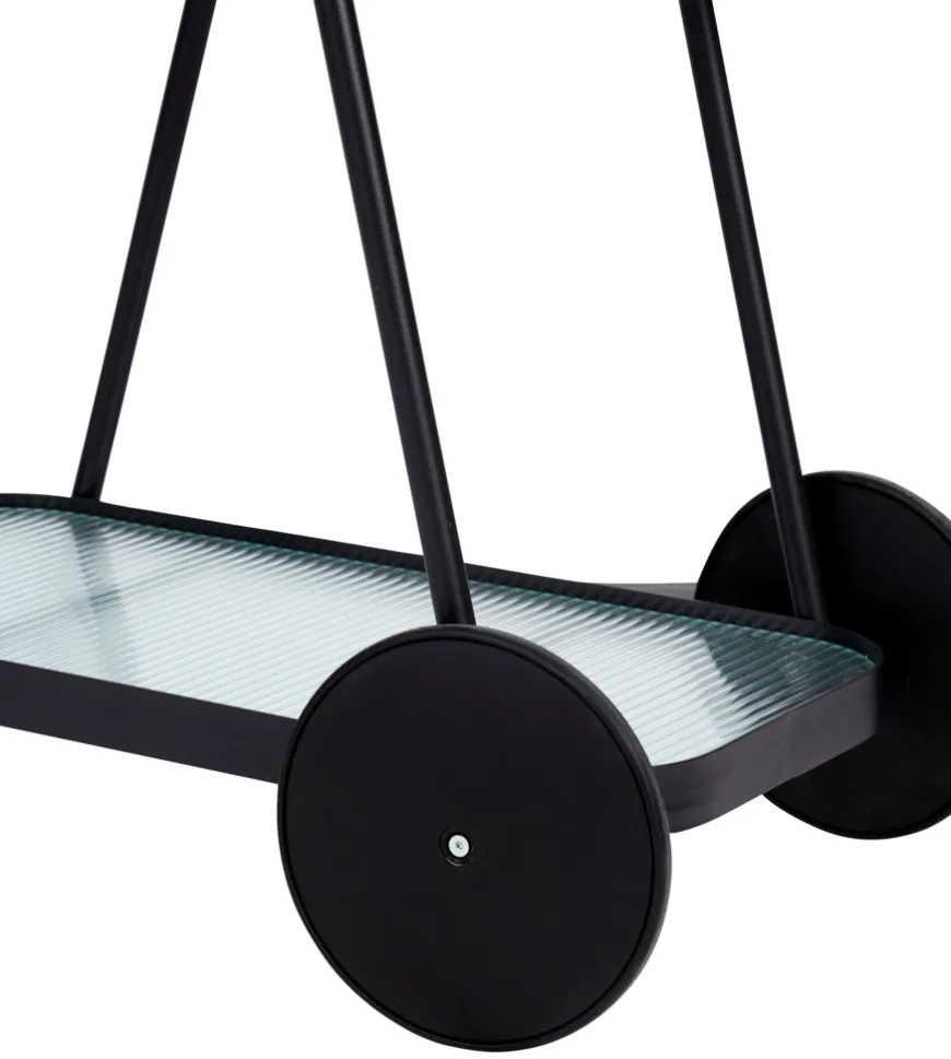 Serveringsvogn i aluminium og glas