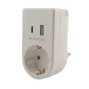Stikadapter schuko m/USB & mobilholder - Elworks