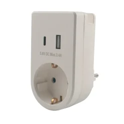 Stikadapter schuko m/USB & mobilholder - Elworks