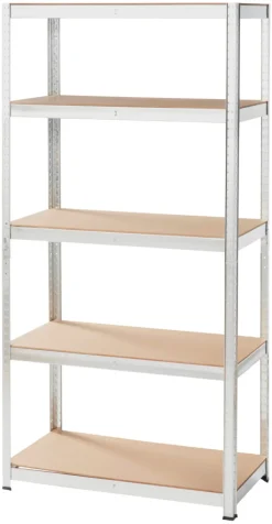 Stålreol galv. m/5 hylder - 90 x 180 x 45 cm