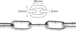 Svejst langleddet kæde 3 mm x 2 meter