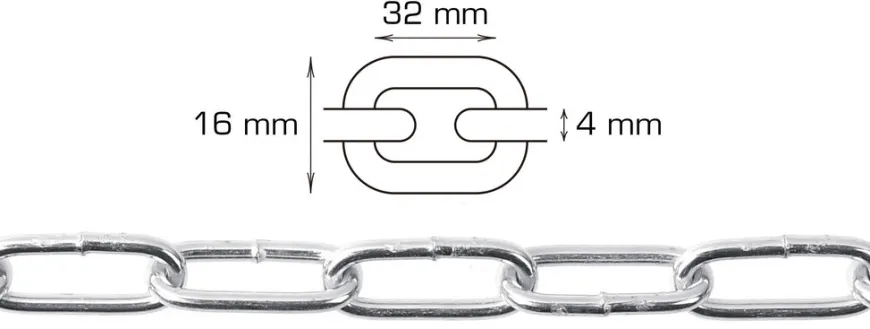 Svejst langleddet kæde 4 mm x 2 meter