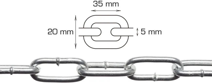 Svejst langleddet kæde 5 mm x 2 meter