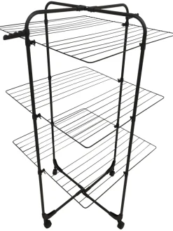 Tørrestativ m/hjul sort 70 x 70 x 133 cm