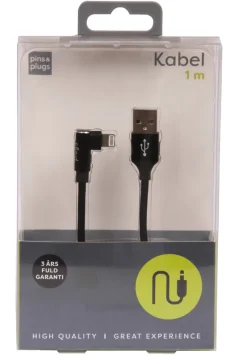 USB-A til lightning kabel 90 grader stik - 1 meter