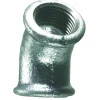Vinkel galvaniseret 1/2" - muffe/muffe 45 gr.