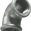 Vinkel galvaniseret 1/2" - muffe/muffe 90 gr.