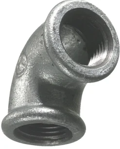 Vinkel galvaniseret 1/2" - muffe/muffe 90 gr.