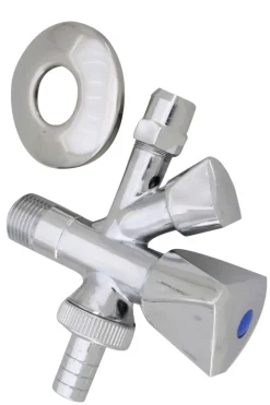 Vinkelventil med aftap 1/2" x 10 mm